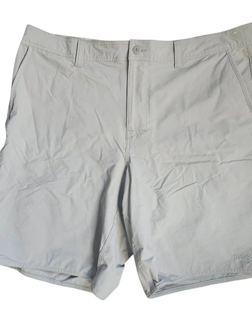 Patagonia Worn Wear Lightweight Shorts Men’s 40 Nylon Beige UPF 50+ Fish Outdoor